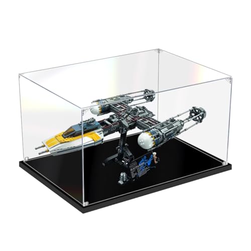 Figuren-Displaybox für LE-GO für 75181 Y-Wiing Starfightter Acryl, staubdicht, transparent, benutzerdefinierte Vitrine (kein Modell) (schwarz + 2 mm) von SUNHON