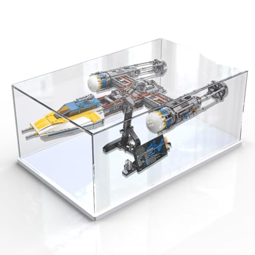 Figuren-Displaybox für LE-GO für 75181 Y-Wiing Starfightter Acryl, staubdicht, transparent, benutzerdefinierte Vitrine (kein Modell) (weiß + 3 mm) von SUNHON