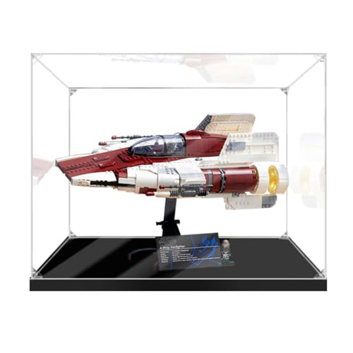 Figuren-Displaybox für LE-GO für 75275 A-Wi-ng Starfiighter Acryl, staubdicht, transparent, benutzerdefinierte Vitrine (kein Modell) (schwarz + 2 mm) von SUNHON