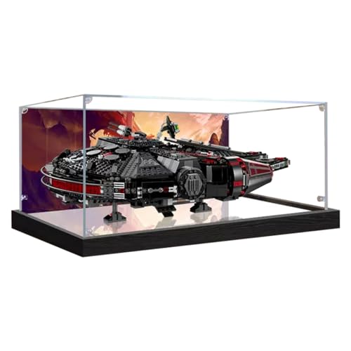 Figuren-Displaybox für LE-GO für 75389 Millenniium Fa-lcon Acryl, staubdicht, transparent, benutzerdefinierte Vitrine (kein Modell) (Spiegel + Hintergrund A) von SUNHON