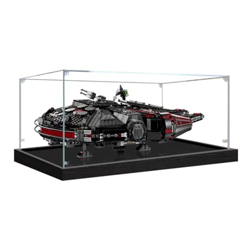 Figuren-Displaybox für LE-GO für 75389 Millenniium Fa-lcon Acryl, staubdicht, transparent, benutzerdefinierte Vitrine (kein Modell) (schwarz + 2 mm) von SUNHON