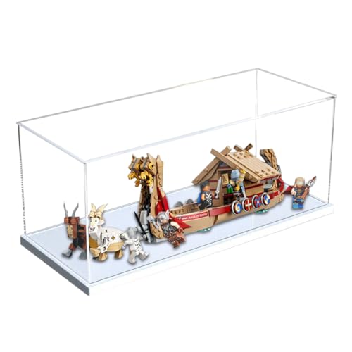 Figuren-Displaybox für LE-GO für 76208 The Go-at Boat Acryl, staubdicht, transparent, benutzerdefinierte Vitrine (kein Modell) (weißer Sockel + 3 mm) von SUNHON