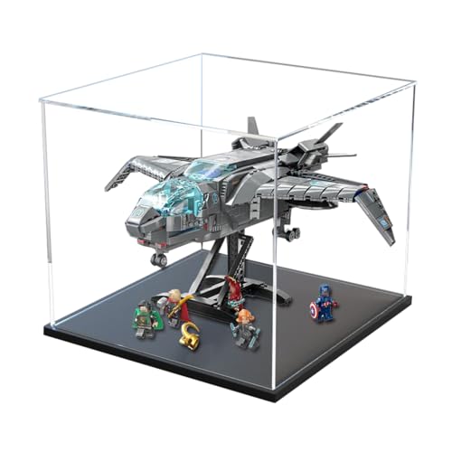 Figuren-Displaybox für LE-GO für 76248 The Avengerrs Quinjjet Acryl, staubdicht, transparent, benutzerdefinierte Vitrine (kein Modell) (schwarz + 3 mm) von SUNHON