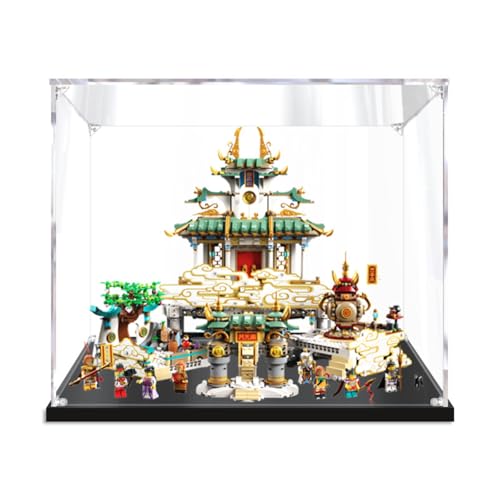 Figuren-Displaybox für LE-GO für 80039 Heavenlly Kingdooms Acryl, staubdicht, transparent, benutzerdefinierte Vitrine (kein Modell) (schwarz + 2 mm) von SUNHON