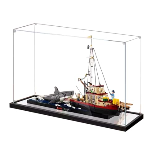 Figuren-Displaybox für LEGO 21350 für Ja-ws Or-ca Boot, Acryl, staubdicht, transparent, benutzerdefinierte Vitrine (kein Modell) (Spiegel + 2 mm) von SUNHON