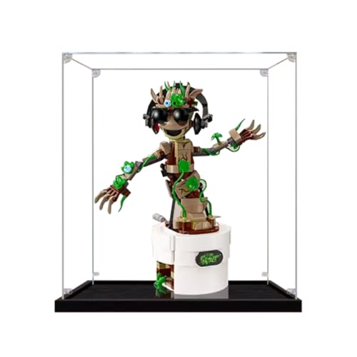 Figuren-Displaybox für LEGO 76297 für tanzendes Grroot-Fahrzeug LR-V Acryl, staubdicht, transparent, benutzerdefinierte Vitrine (kein Modell) (schwarz + 2 mm) von SUNHON