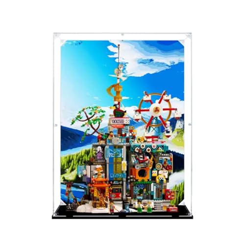 Figuren-Displaybox für LEGO 80054 für Millionen Städte, Acryl, staubdicht, transparent, benutzerdefinierte Vitrine (kein Modell) (Hintergrund A) von SUNHON