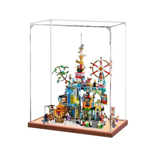 Figuren-Displaybox für LEGO 80054 für Millionen Städte, Acryl, staubdicht, transparent, benutzerdefinierte Vitrine (kein Modell) (Holz + 2 mm) von SUNHON