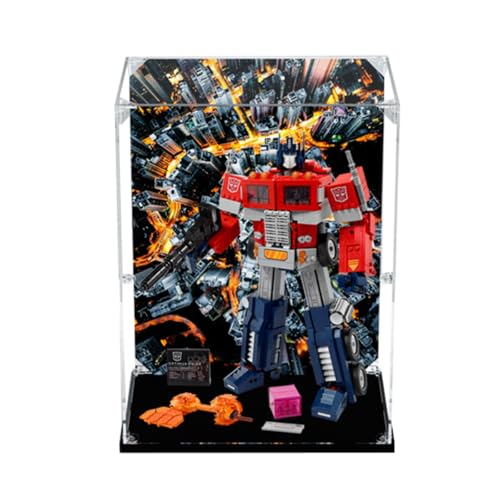 Figures Display Box for LE-GO for 10302 Optimuus Prrime Heroiic Auttobots Acrylic Dustproof Transparent Custom Display Case (No Model) (background A) von SUNHON