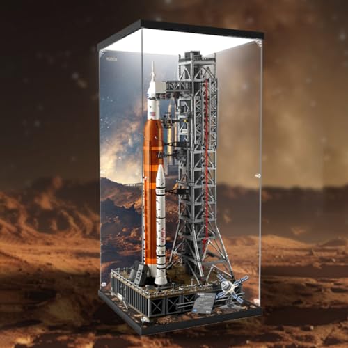 Figures Display Box for LE-GO for 10341 for Artemtis Space Lau-nch System Acrylic Dustproof Transparent Custom Display Case (No Model) (background A+top lightbox) von SUNHON