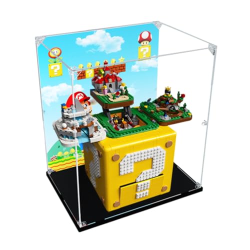 Figures Display Box for LE-GO for 71395 Super Mariio Questiion Marrk Block Acrylic Dustproof Transparent Custom Display Case (No Model) (background A) von SUNHON