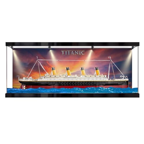 Figures Display Box für LE-GO für 10294 Titannic Acryl staubdicht transparent benutzerdefinierte Vitrine (kein Modell) (Hintergrund D + Spotlights) von SUNHON