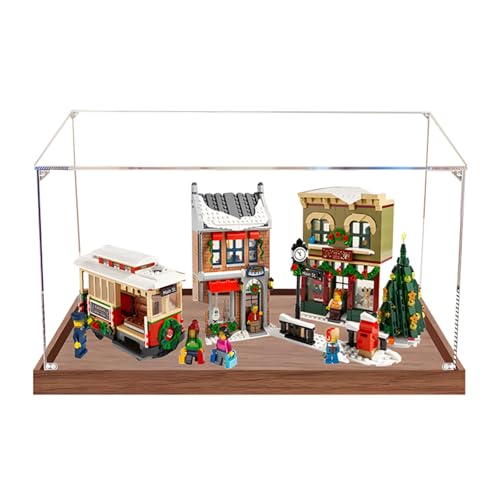 Figures Display Box für LE-GO für 10308 Christmaas dekorierte Hauptstrreet Acryl staubdicht transparent benutzerdefinierte Vitrine (kein Modell) (Holz + 3 mm) von SUNHON