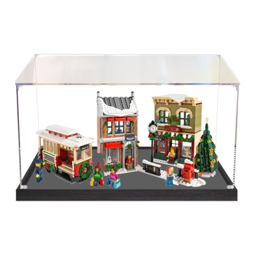 Figures Display Box für LE-GO für 10308 Christmaas dekorierte Hauptstrreet Acryl staubdicht transparent benutzerdefinierte Vitrine (kein Modell) (schwarz + 2 mm) von SUNHON