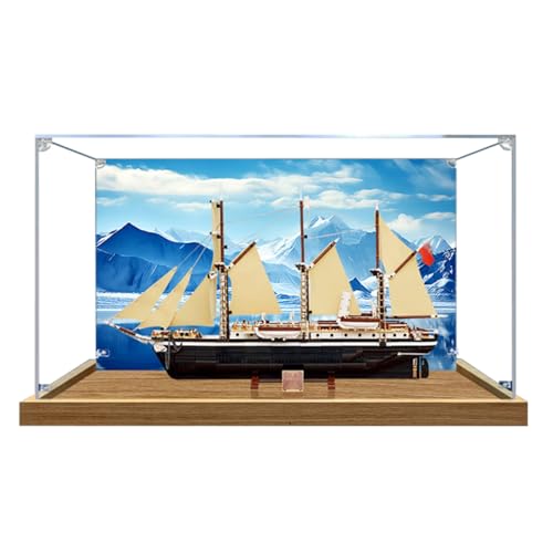 Figures Display Box für LE-GO für 10335 The Endurancce Acryl staubdicht transparent Custom Display Case (kein Modell) (Holz + Hintergrund A) von SUNHON