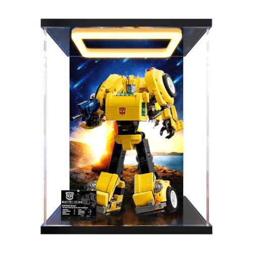 Figures Display Box für LE-GO für 10338 für Robo-tics Acryl staubdicht transparent benutzerdefinierte Vitrine (kein Modell) (Hintergrund B + Leuchtkasten) von SUNHON