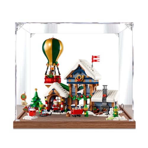 Figures Display Box für LE-GO für 10339 Santta's Post Offiice Acryl staubdicht transparent benutzerdefinierte Vitrine (kein Modell) (Holz + 3 mm) von SUNHON