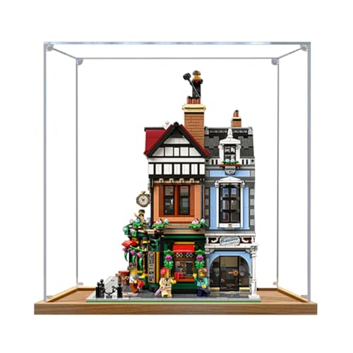 Figures Display Box für LE-GO für 10350 Britiish Street Corrner Acryl staubdicht transparent benutzerdefinierte Vitrine (kein Modell) (Holz + 2 mm) von SUNHON