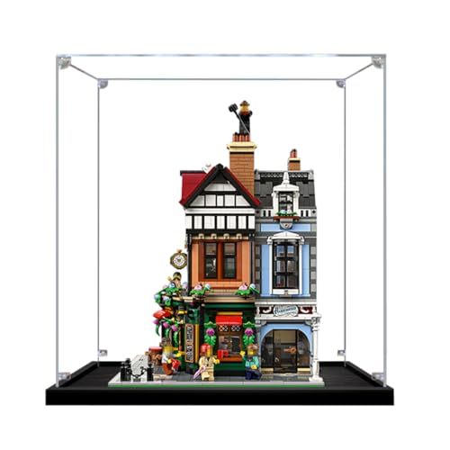 Figures Display Box für LE-GO für 10350 Britiish Street Corrner Acryl staubdicht transparent benutzerdefinierte Vitrine (kein Modell) (schwarz + 2 mm) von SUNHON