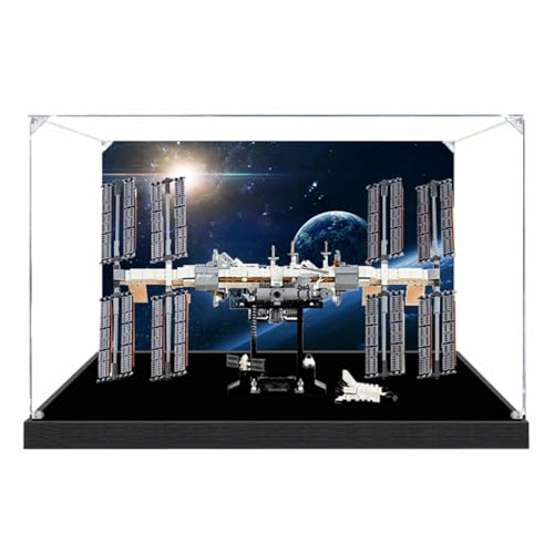 Figures Display Box für LE-GO für 21321 Internatiional Space Statiion Acryl staubdicht Transparent Custom Display Case (kein Modell) (Hintergrund F) von SUNHON