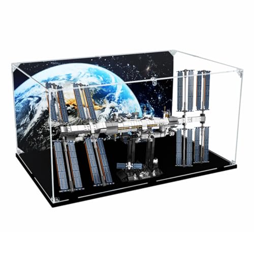 Figures Display Box für LE-GO für 21321 Internatiional Space Statiion Acryl staubdicht transparent benutzerdefinierte Vitrine (kein Modell) (Hintergrund B) von SUNHON