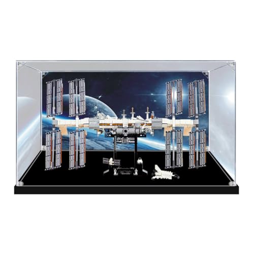 Figures Display Box für LE-GO für 21321 Internatiional Space Statiion Acryl staubdicht transparent benutzerdefinierte Vitrine (kein Modell) (Hintergrund E) von SUNHON