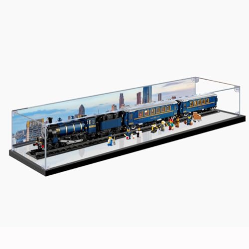 Figures Display Box für LE-GO für 21344 Oriient Exprress Acryl staubdicht transparent benutzerdefinierte Vitrine (kein Modell) (Spiegel + Hintergrund A) von SUNHON