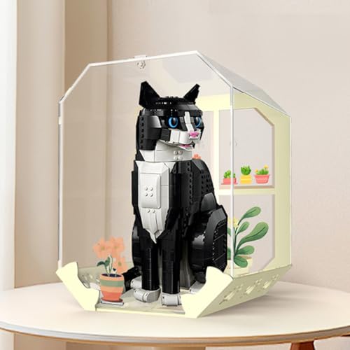 Figures Display Box für LE-GO für 21349 Tuxeddo Cat Acryl staubdicht transparent benutzerdefinierte Vitrine (kein Modell) (einteilig (kein Patchwork)) von SUNHON