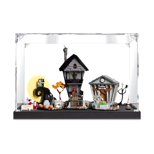 Figures Display Box für LE-GO für 21351 The Niightmare Before Chriistmas Acryl staubdicht transparent benutzerdefinierte Vitrine (kein Modell) (schwarz + 2 mm) von SUNHON