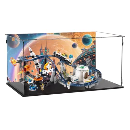 Figures Display Box für LE-GO für 31142 für Spa-ce Rolller Coasster Acryl staubdicht transparent benutzerdefinierte Vitrine (kein Modell) (Hintergrund B) von SUNHON