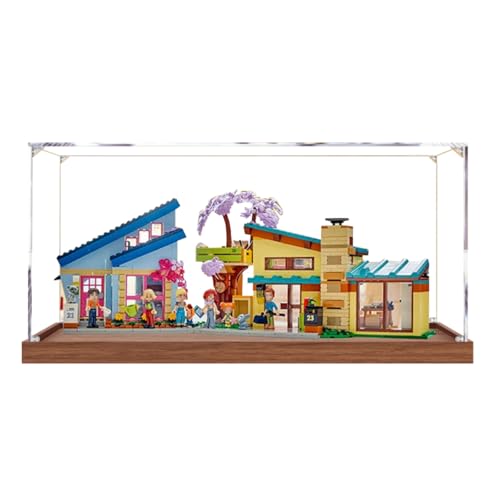 Figures Display Box für LE-GO für 42620 Familienhäuser Acryl staubdicht transparent benutzerdefinierte Vitrine (kein Modell) (Holz+2 mm) von SUNHON