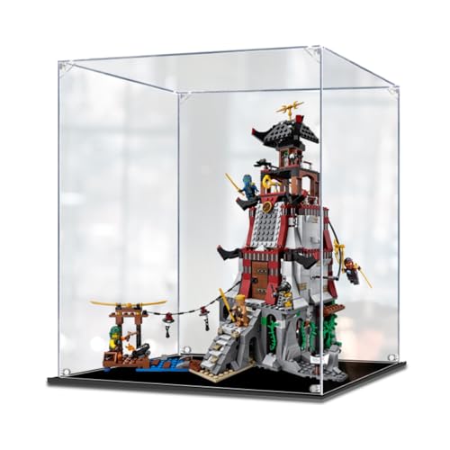 Figures Display Box für LE-GO für 70594 The Lighthousse Siege Acryl staubdicht transparent benutzerdefinierte Vitrine (kein Modell) (schwarz + 2 mm) von SUNHON