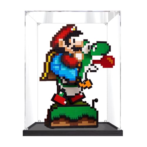 Figures Display Box für LE-GO für 71438 für Super Mariio Worlld Acryl staubdicht transparent benutzerdefinierte Vitrine (kein Modell) (schwarz + 2 mm) von SUNHON