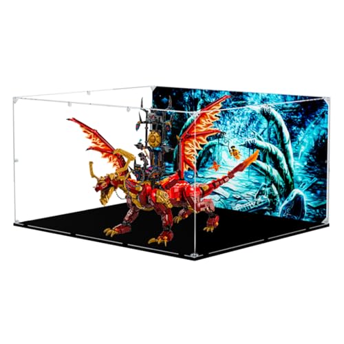 Figures Display Box für LE-GO für 71822 Sourcce Dragon of Motiion Acryl staubdicht transparent benutzerdefinierte Vitrine (kein Modell) (Hintergrund A) von SUNHON