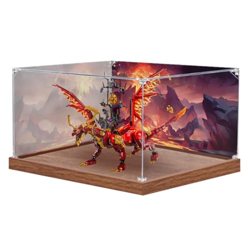 Figures Display Box für LE-GO für 71822 Sourcce Dragon of Motiion Acryl staubdicht transparent benutzerdefinierte Vitrine (kein Modell) (Hintergrund B) von SUNHON