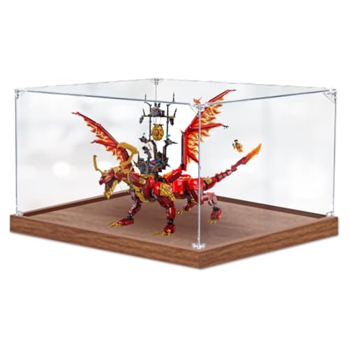 Figures Display Box für LE-GO für 71822 Sourcce Dragon of Motiion Acryl staubdicht transparent benutzerdefinierte Vitrine (kein Modell) (Holz + 2 mm) von SUNHON