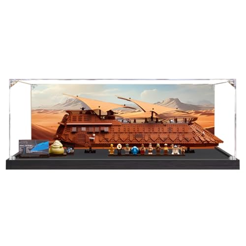 Figures Display Box für LE-GO für 75397 Jabba's Sa-il Yachtt Acryl staubdicht transparent Custom Display Case (kein Modell) (schwarz + Hintergrund) von SUNHON