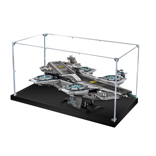 Figures Display Box für LE-GO für 76042 The SHIE-LD Helicarriier Acryl staubdicht transparent Custom Display Case (kein Modell) (schwarz + 3 mm) von SUNHON