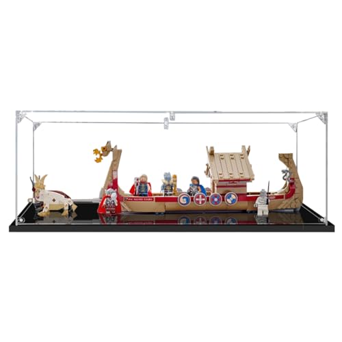 Figures Display Box für LE-GO für 76208 The Go-at Boat Acryl staubdicht transparent Custom Display Case (kein Modell) (schwarz + 2 mm) von SUNHON