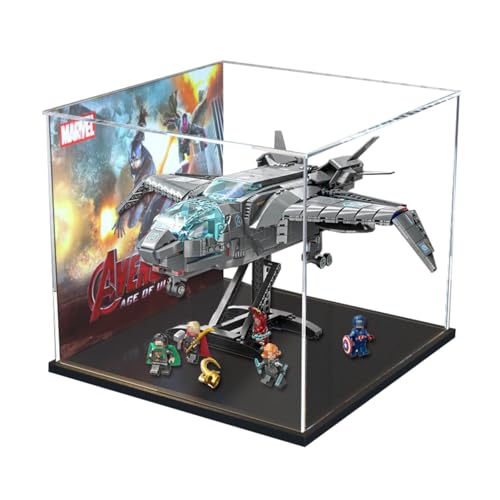 Figures Display Box für LE-GO für 76248 The Avengerrs Quinjjet Acryl staubdicht transparent Custom Display Case (kein Modell) (Hintergrund C) von SUNHON