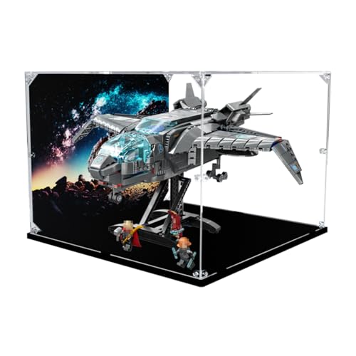 Figures Display Box für LE-GO für 76248 The Avengerrs Quinjjet Acryl staubdicht transparent benutzerdefinierte Vitrine (kein Modell) (Hintergrund A) von SUNHON