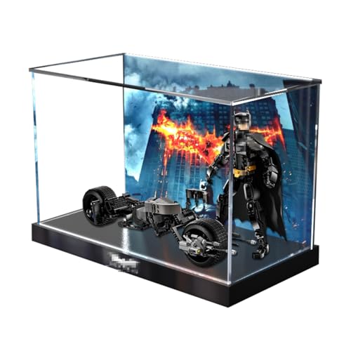 Figures Display Box für LE-GO für 76273 The B-at-Pod Bi-ke Acryl staubdicht transparent Custom Display Case (kein Modell) (Boutique-Basis + HintergrundB) von SUNHON