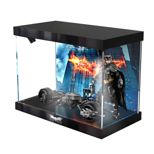 Figures Display Box für LE-GO für 76273 The B-at-Pod Bi-ke Acryl staubdicht transparent Custom Vitrine (kein Modell) (Scheinwerfer + Hintergrund B) von SUNHON