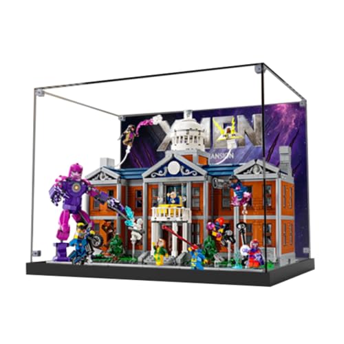 Figures Display Box für LE-GO für 76294 X-Mevn: X-Mansion Acryl staubdichte transparente kundenspezifische Vitrine (kein Modell) (Hintergrund B) von SUNHON