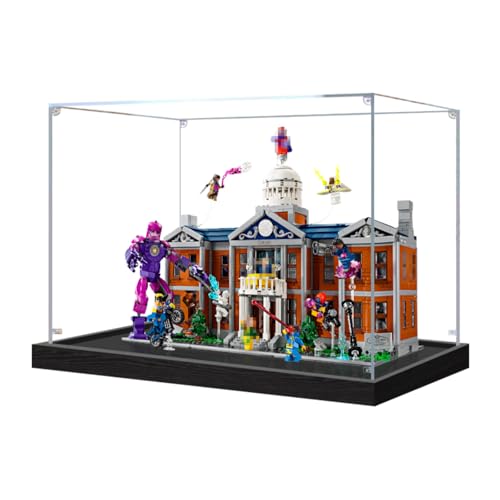 Figures Display Box für LE-GO für 76294 X-Mevn: X-Mansion Acryl staubdichte transparente kundenspezifische Vitrine (kein Modell) (schwarz + 2 mm) von SUNHON