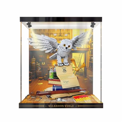 Figures Display Box für LE-GO für 76391 für Ow-ls Acryl staubdicht transparent benutzerdefinierte Vitrine (kein Modell) (Hintergrund C+Spotlights) von SUNHON