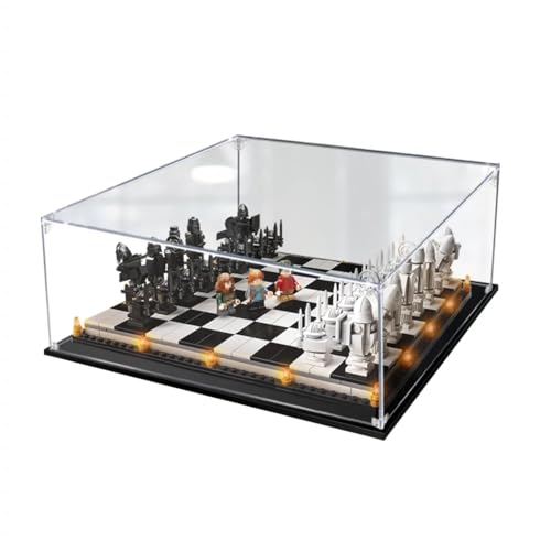 Figures Display Box für LE-GO für 76392 Hogwarrts Zauberschach Acryl staubdicht transparent benutzerdefinierte Vitrine (kein Modell) (schwarz + 2 mm) von SUNHON