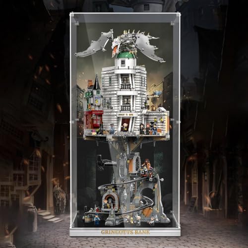 Figures Display Box für LE-GO für 76417 Gringots Bank Acryl staubdicht transparent benutzerdefinierte Vitrine (kein Modell) (Hintergrund C) von SUNHON