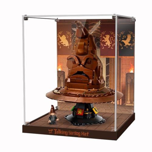 Figures Display Box für LE-GO für 76429 Sprechender Sortiing Hut Acryl staubdicht transparent Custom Display Case (kein Modell) (Hintergrund C) von SUNHON