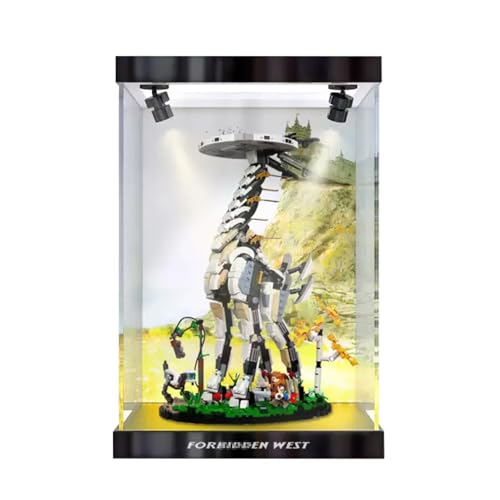 Figures Display Box für LE-GO für 76989 Horiizon Forbiidden West Tallnecck Acryl staubdicht transparent Custom Display Case (kein Modell) (Hintergrund B + Spotlights) von SUNHON